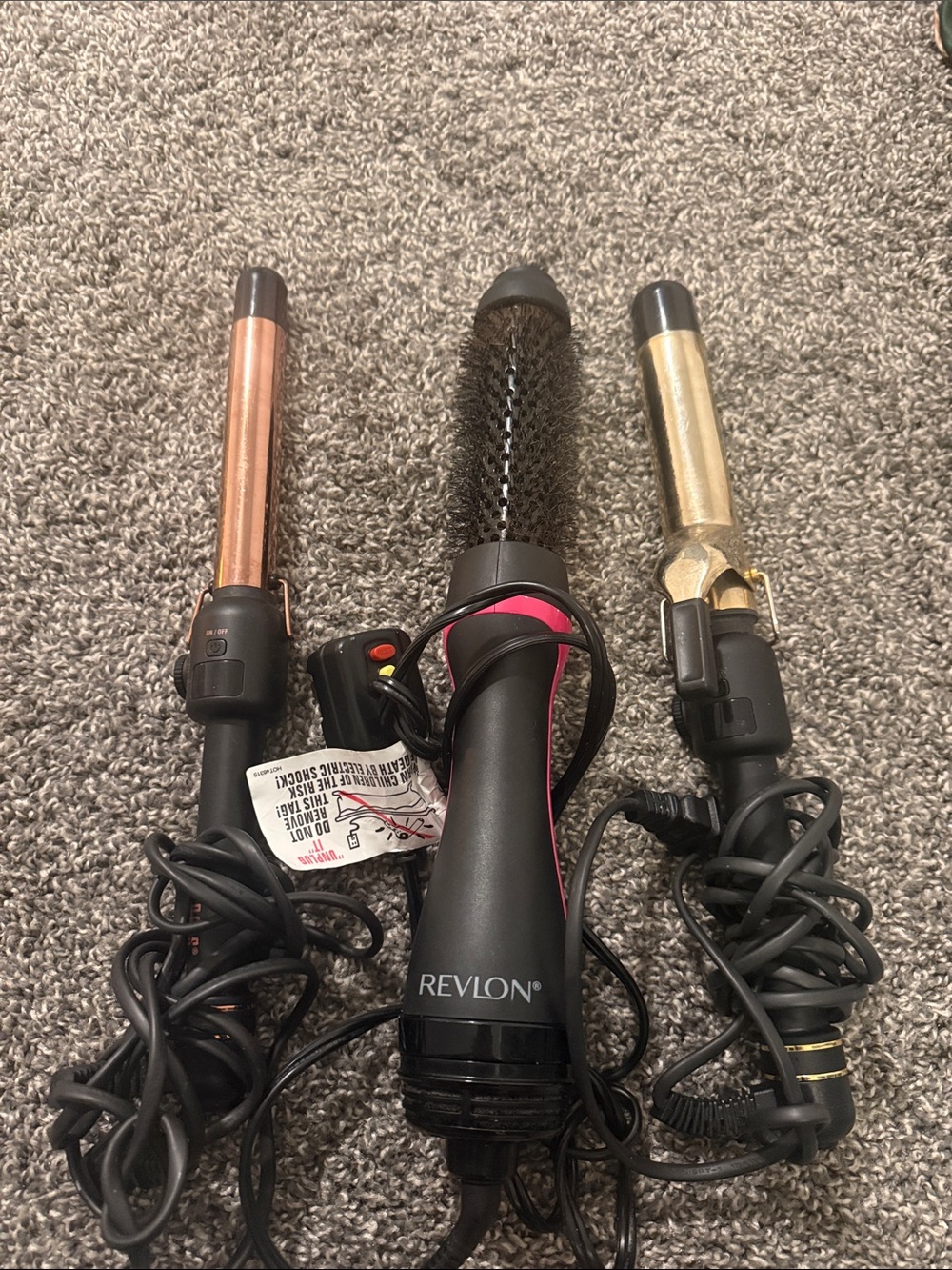 Hair tools- revlon blow dry brush, hot tools wand, hot tools curling iron